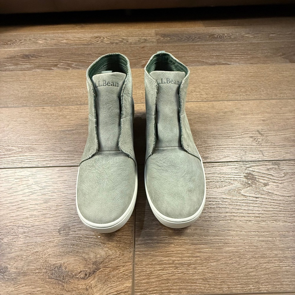 L.L.Bean Women's Eco Bay Slip-On Boots Sage Size 9.5 Nubuck Leather Outdoor